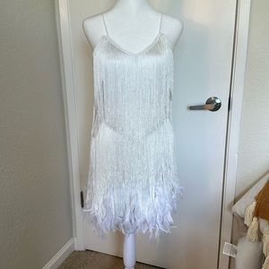 Elegant White Fringe Dress